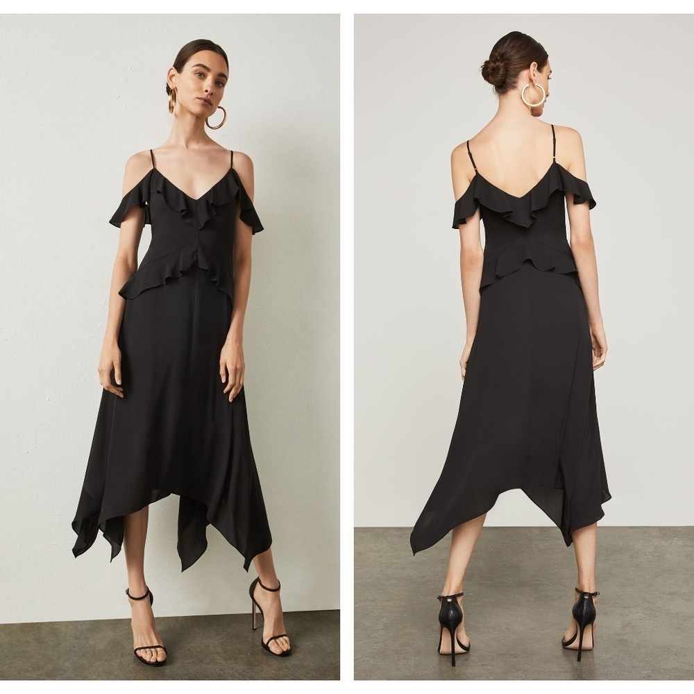 BCBGMaxAzria Lissa Asymmetrical Slip Black Dress XS